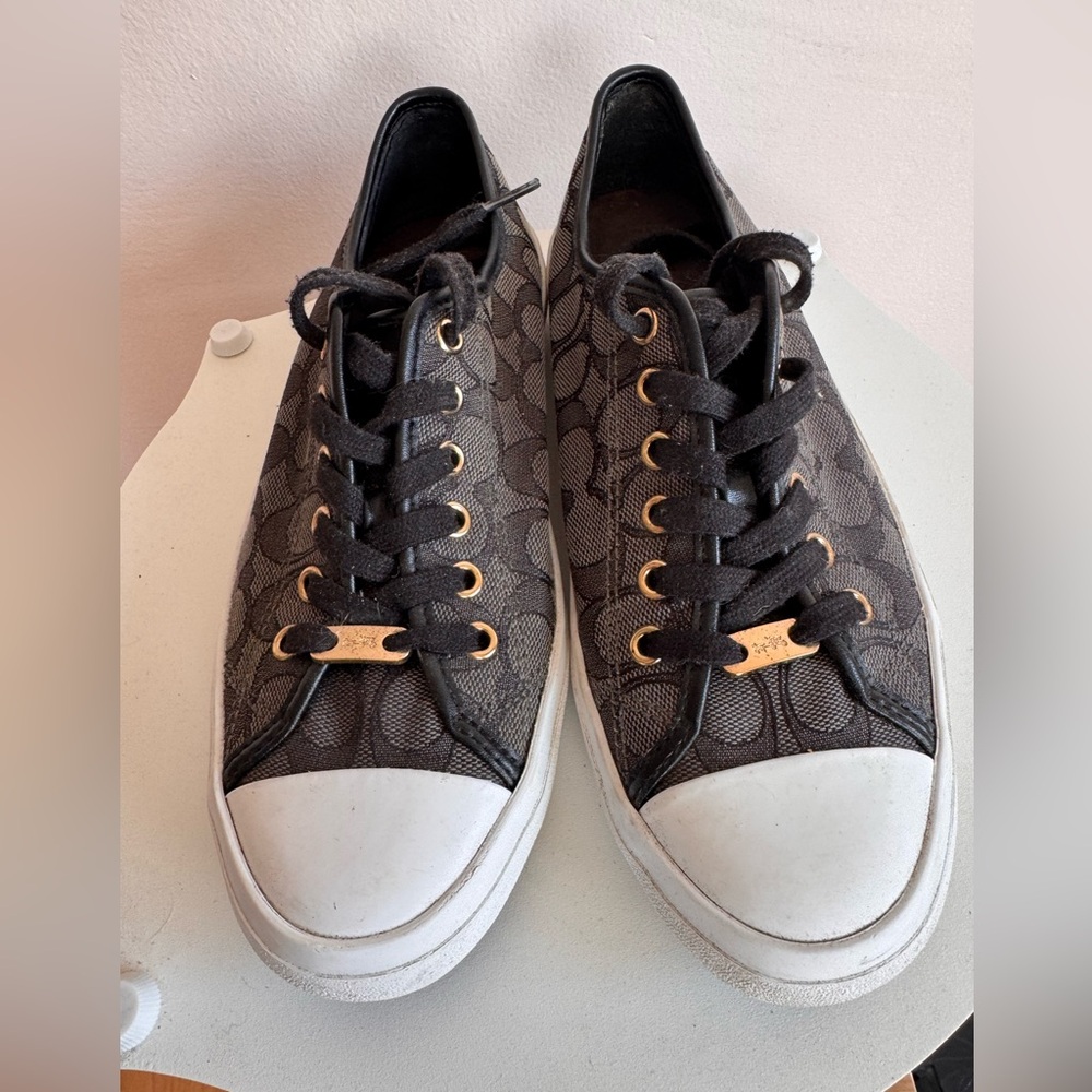 Coach Black Signature Empire Canvas Low-Top Sneakers Size 8.5